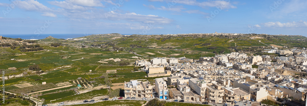 Naklejka premium View from the citadel, Victoria Rabat Gozo, panorama view