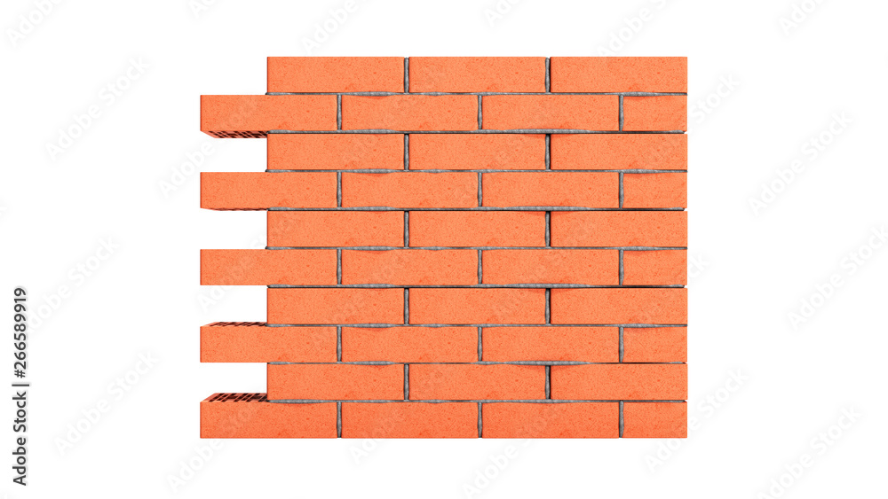 Obraz premium piece of brick wall 3d render on white no shadow