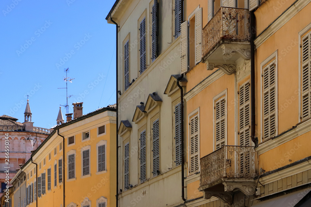 palazzi storici a parma in italia, historic buildings in parma city in italy