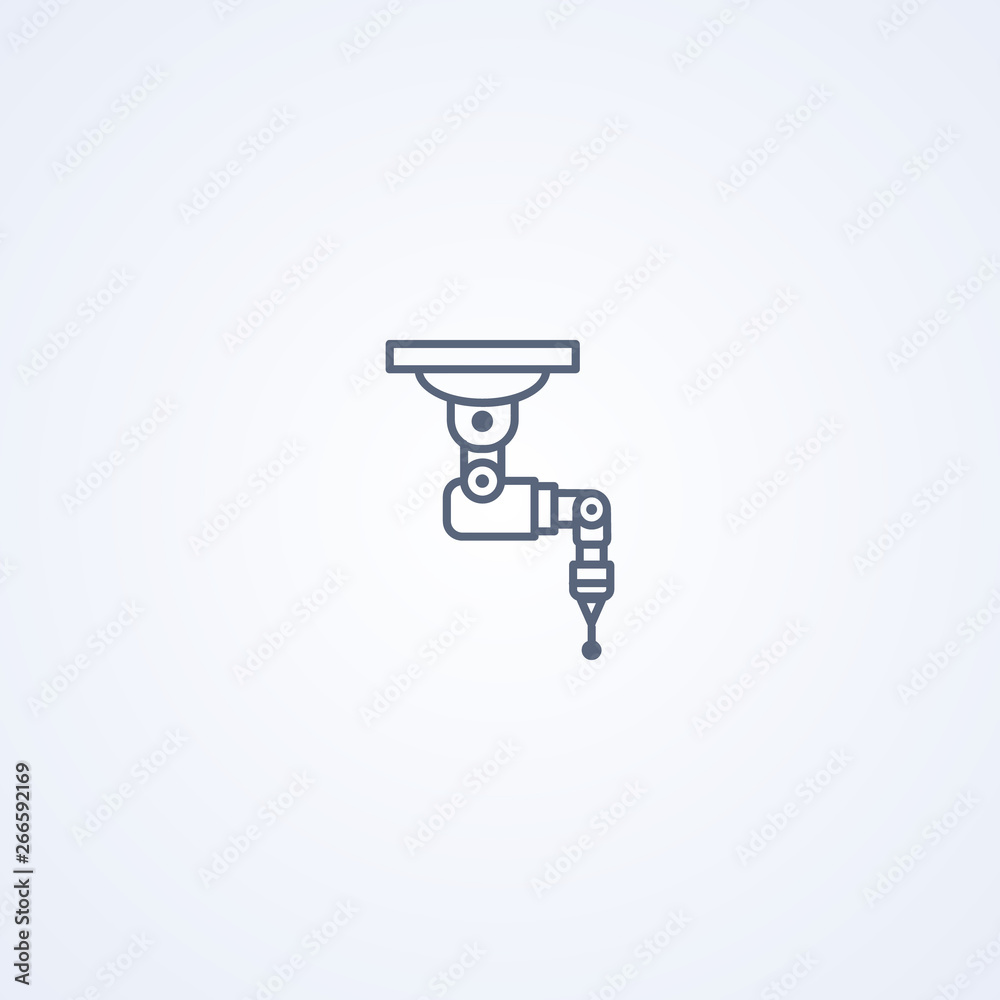 Weld robotic arm, vector best gray line icon Weld robotic arm, vector best gray line icon