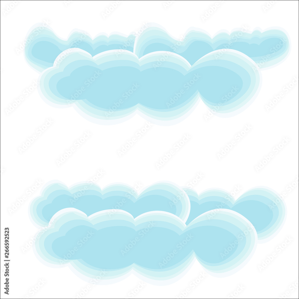 Light air clouds. Blue cartoon clouds fly in the clear sky. Suitable for children s fairy tales. Vector illustration Light air clouds. Blue cartoon clouds fly in the clear sky. Suitable for children s fairy tales. Vector illustration