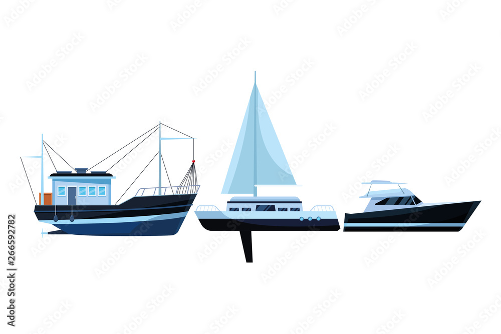 Fishing boat sea travel sailboat and yatch