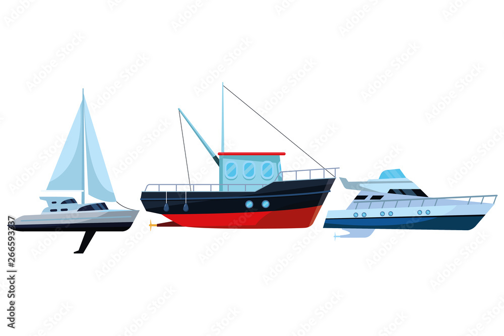 Fishing boat sea travel sailboat and yatch