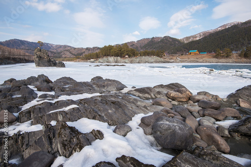 Fast mountain river Katun i...