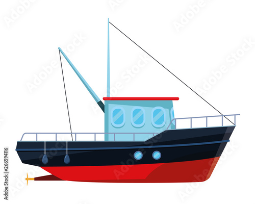 Fishing boat sea travel isolated