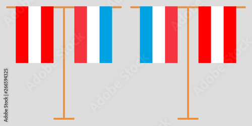 Austria and Luxembourg. The Austrian and Luxembourgish vertical flags. Official colors. Correct proportion. Vector
