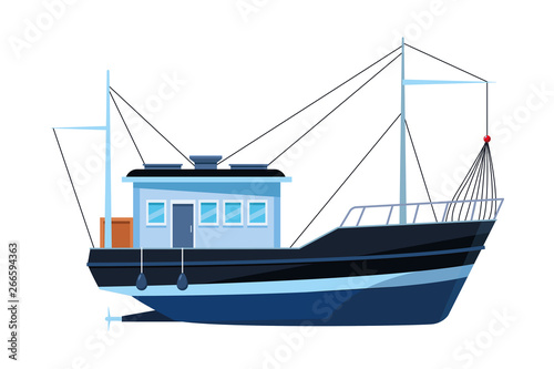 Fishing boat sea travel isolated