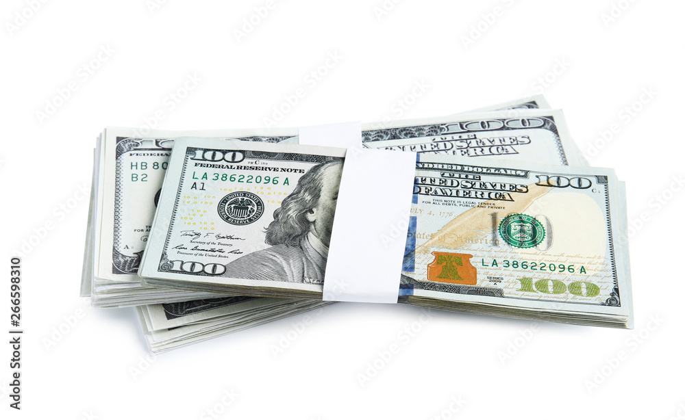 Dollar banknotes on white background. American national currency Dollar banknotes on white background. American national currency