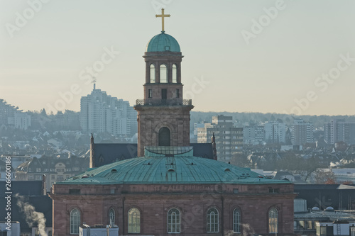 Frankfurt Saint Paul church aerial view in winter morning photo