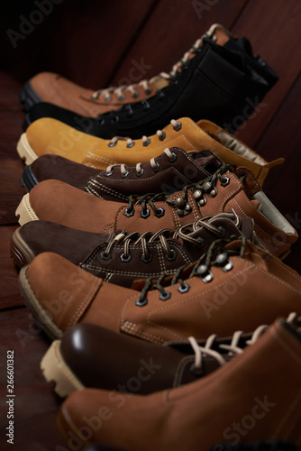 Line of leather shoes