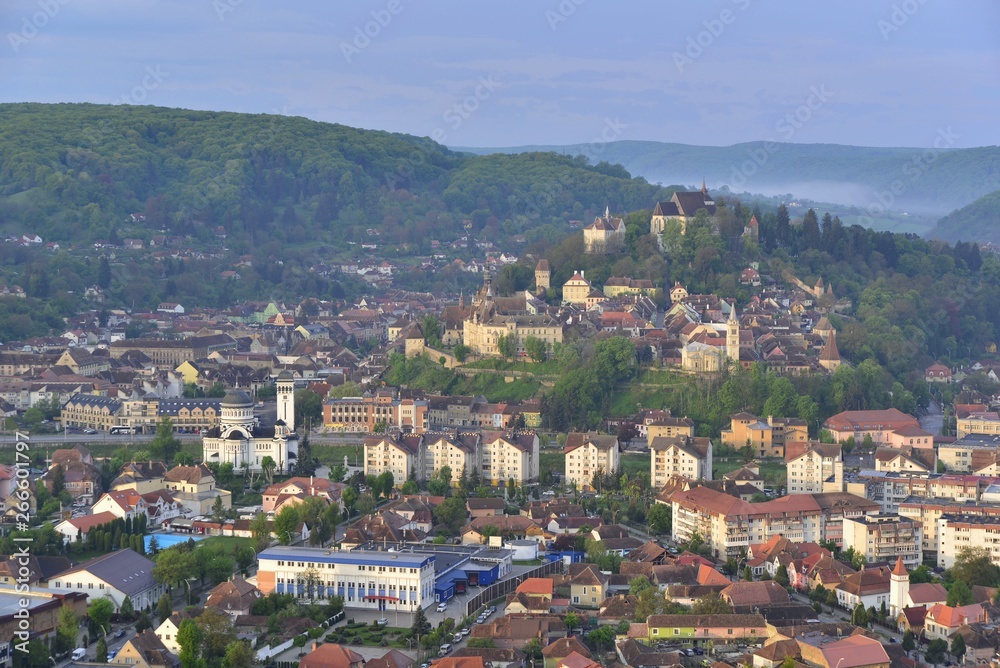 Sighisoara, Transylvania; General view of town in spring