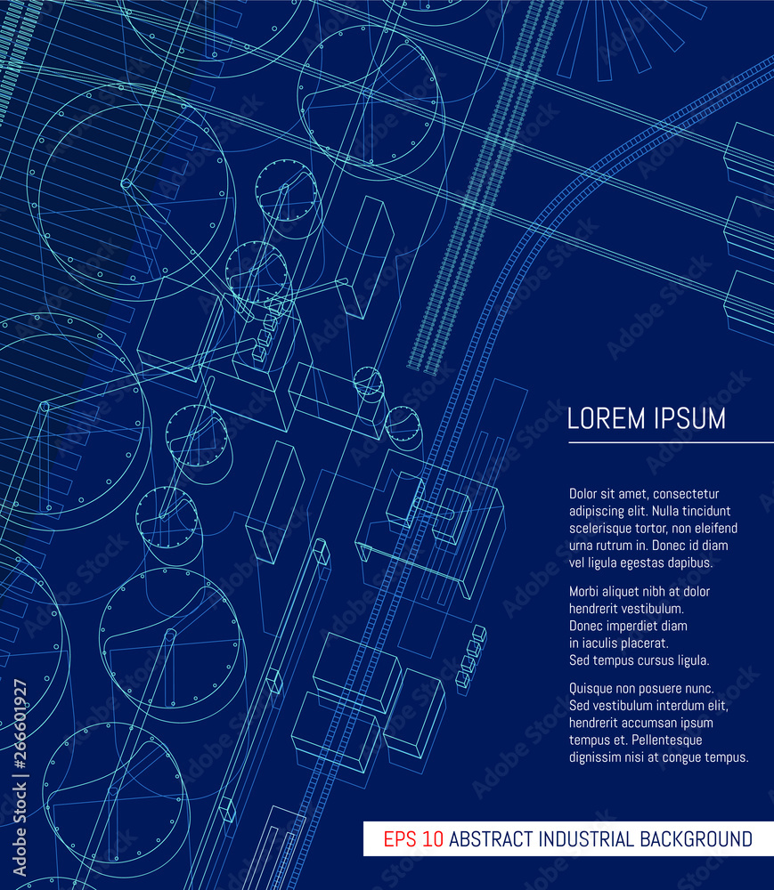 Fototapeta premium Abstract industrial thin line background. Template for your design works. Vector illustration.