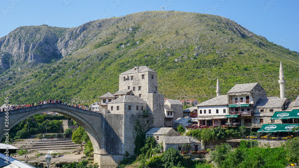 Famous stari most bridge in Mostar, Bosnia Herzegovina