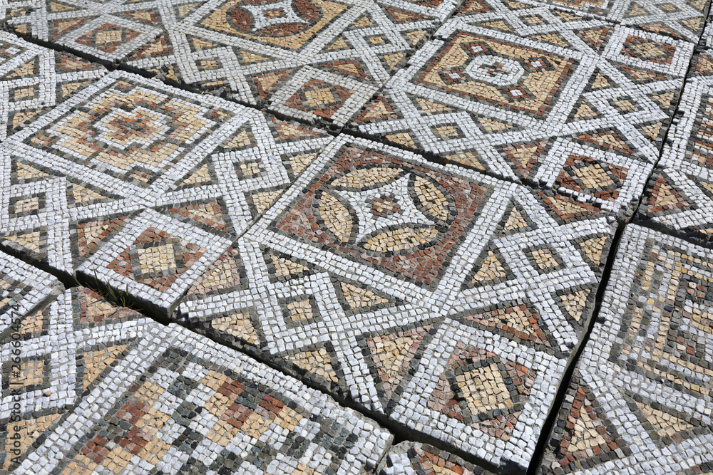 Antique floor mosaic made of pebbles