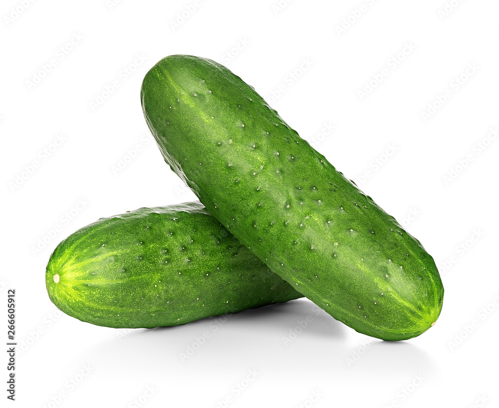 Two cucumbers on an isolated white background Two cucumbers on an isolated white background