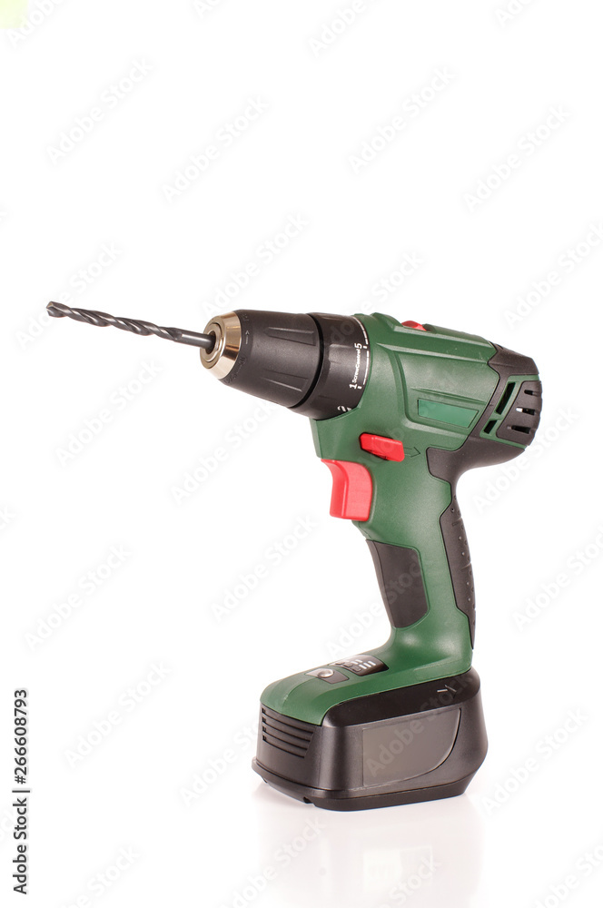 Cordless drill driver isolated on the white background Cordless drill driver isolated on the white background