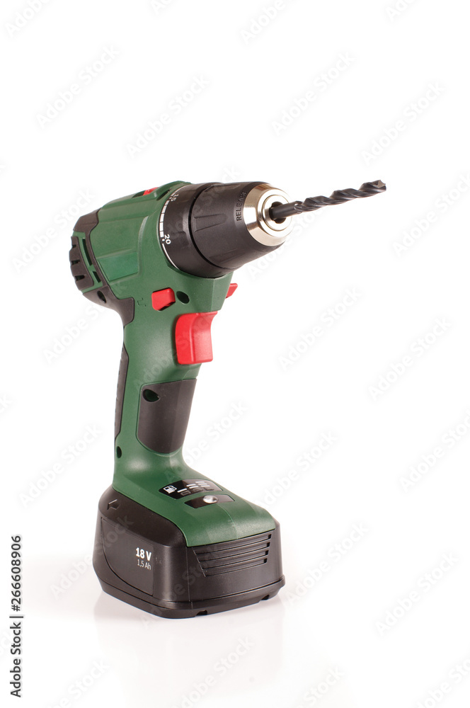 Cordless drill driver isolated on the white background Cordless drill driver isolated on the white background