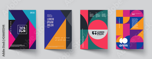 Cool trendy covers design. Colorful modernism. Minimal geometric shapes composition. Futuristic patterns. Eps10 layered vector.