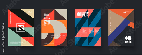 Cool trendy covers design. Colorful modernism. Minimal geometric shapes composition. Futuristic patterns. Eps10 layered vector.