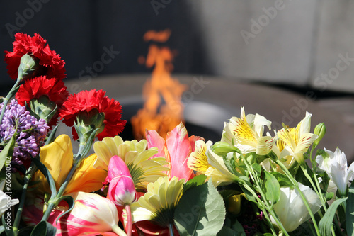 Eternal flame in the memorial complex Tsitsernakaberd