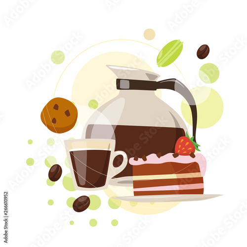 Infographic coffee and sweets vector design in flat style
