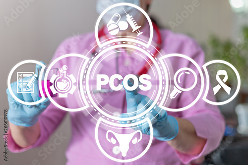 PCOS Polycystic Syndrome Ovary Illness Health Care Concept. photo