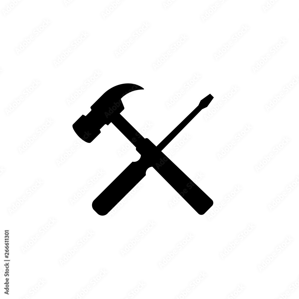 the hammer and screwdriver. Isolated Vector Illustration the hammer and screwdriver. Isolated Vector Illustration