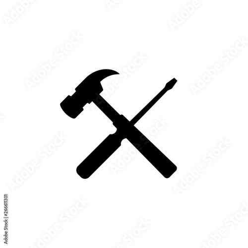the hammer and screwdriver. Isolated Vector Illustration