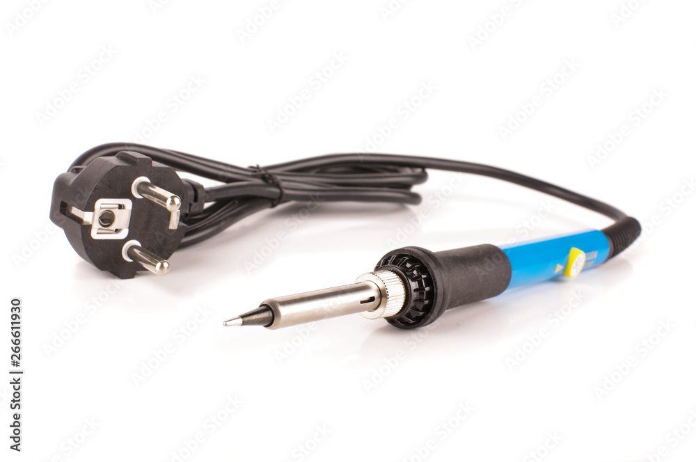 Solder iron for electronics assembly isolated on the white background Solder iron for electronics assembly isolated on the white background