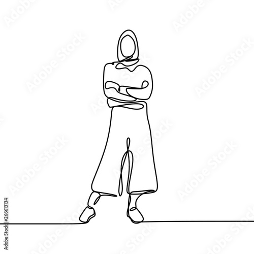 Continuous hijab fashion of a girl one line drawing minimalist design