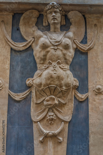 The exterior decoration of a building in Genoa
