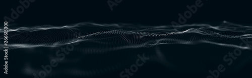 Wallpaper Mural Musical wave of particles. Sound structural connections. Abstract background with a wave of luminous particles. Wave 3d Torontodigital.ca