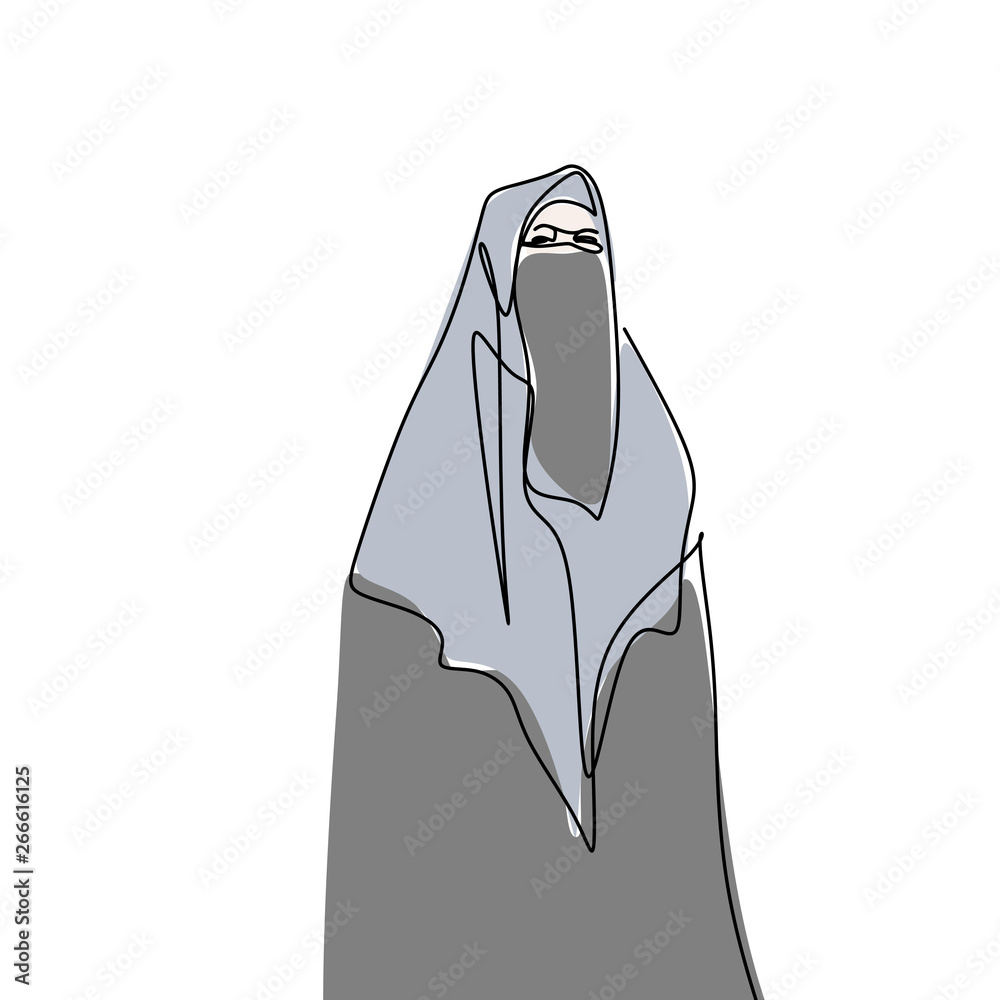 Hijab Girl Wearing Burqa One Line Drawing Minimalist Design Islamic hijab-girl-wearing-burqa-one-line-drawing-minimalist-design-islamic