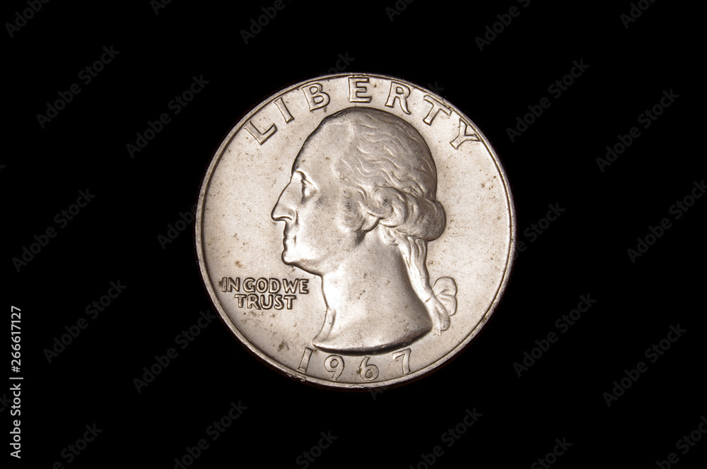 Shinny quarter dollar coin of United States of America USA ...