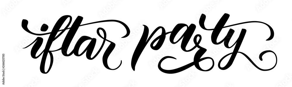 Iftar party modern brush calligraphy isolated on white background. Vector illustration. Iftar party modern brush calligraphy isolated on white background. Vector illustration.