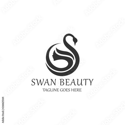 swan beauty logo design template. Vector illustration