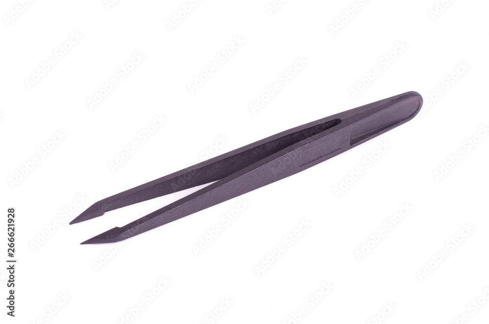 Carbon fiber tweezers isolated on the white background Carbon fiber tweezers isolated on the white background
