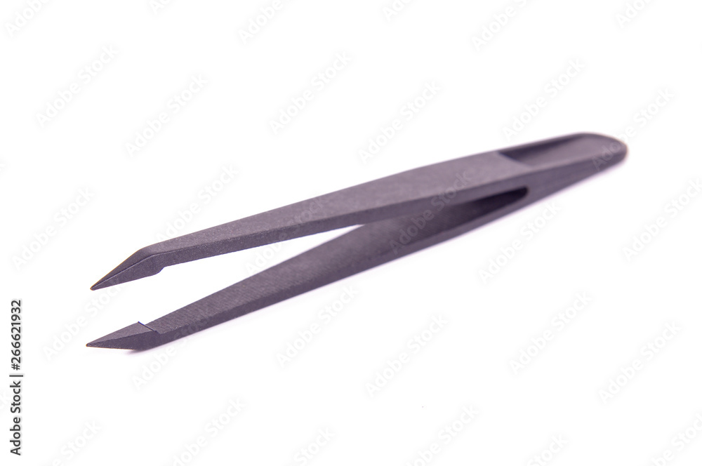 Carbon fiber tweezers isolated on the white background Carbon fiber tweezers isolated on the white background
