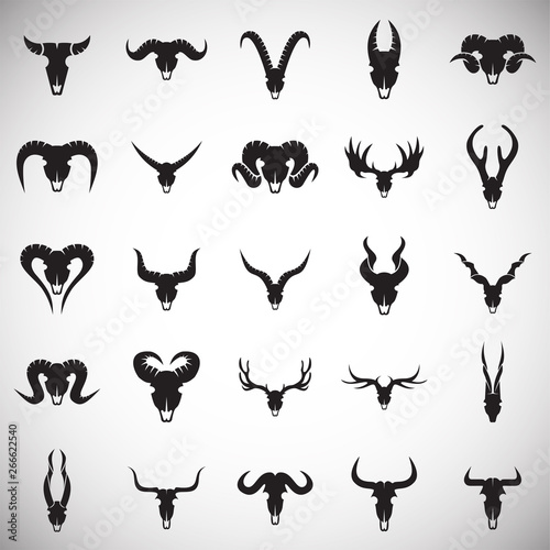 Animal skull icons set on white background for graphic and web design. Simple vector sign. Internet concept symbol for website button or mobile app.
