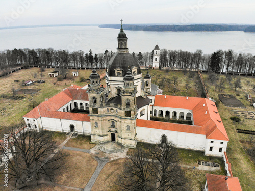 Pazaislis monastery aerial view in Kaunas, Lithuania photo