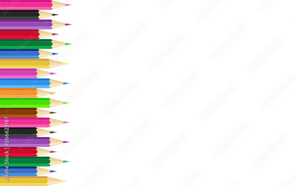 Poster, frame with colored pencils in the background. Vector illustration Poster, frame with colored pencils in the background. Vector illustration