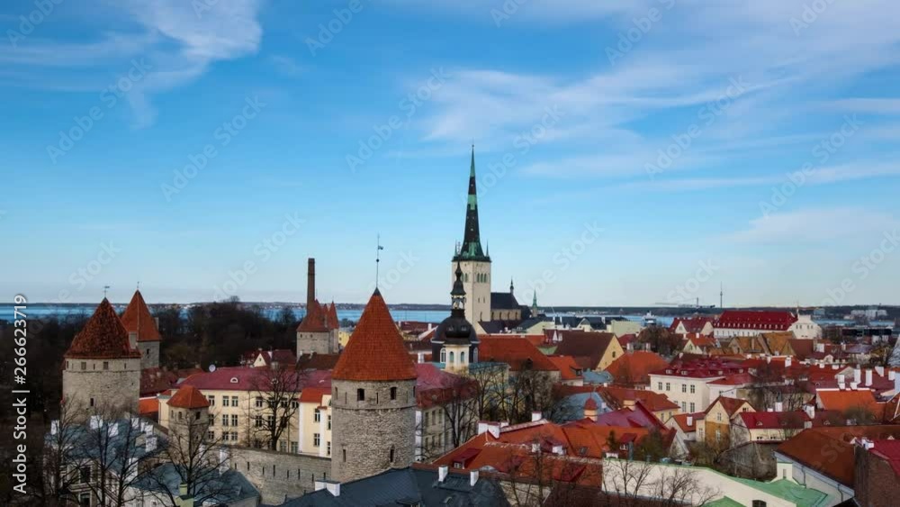 Timlapse of aerial view of Tallinn Medieval Old Town, Estonia Timlapse of aerial view of Tallinn Medieval Old Town, Estonia