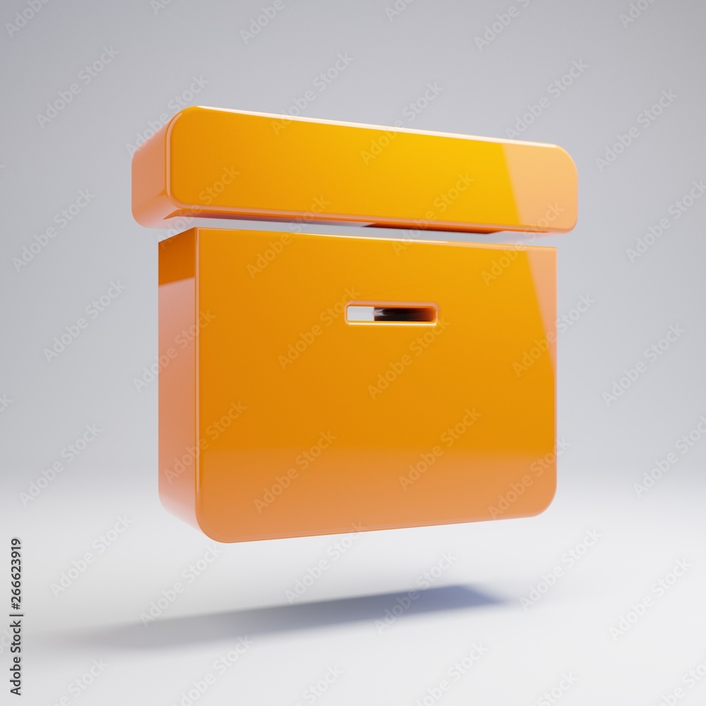 Volumetric glossy hot orange Archive icon isolated on white background. Volumetric glossy hot orange Archive icon isolated on white background.