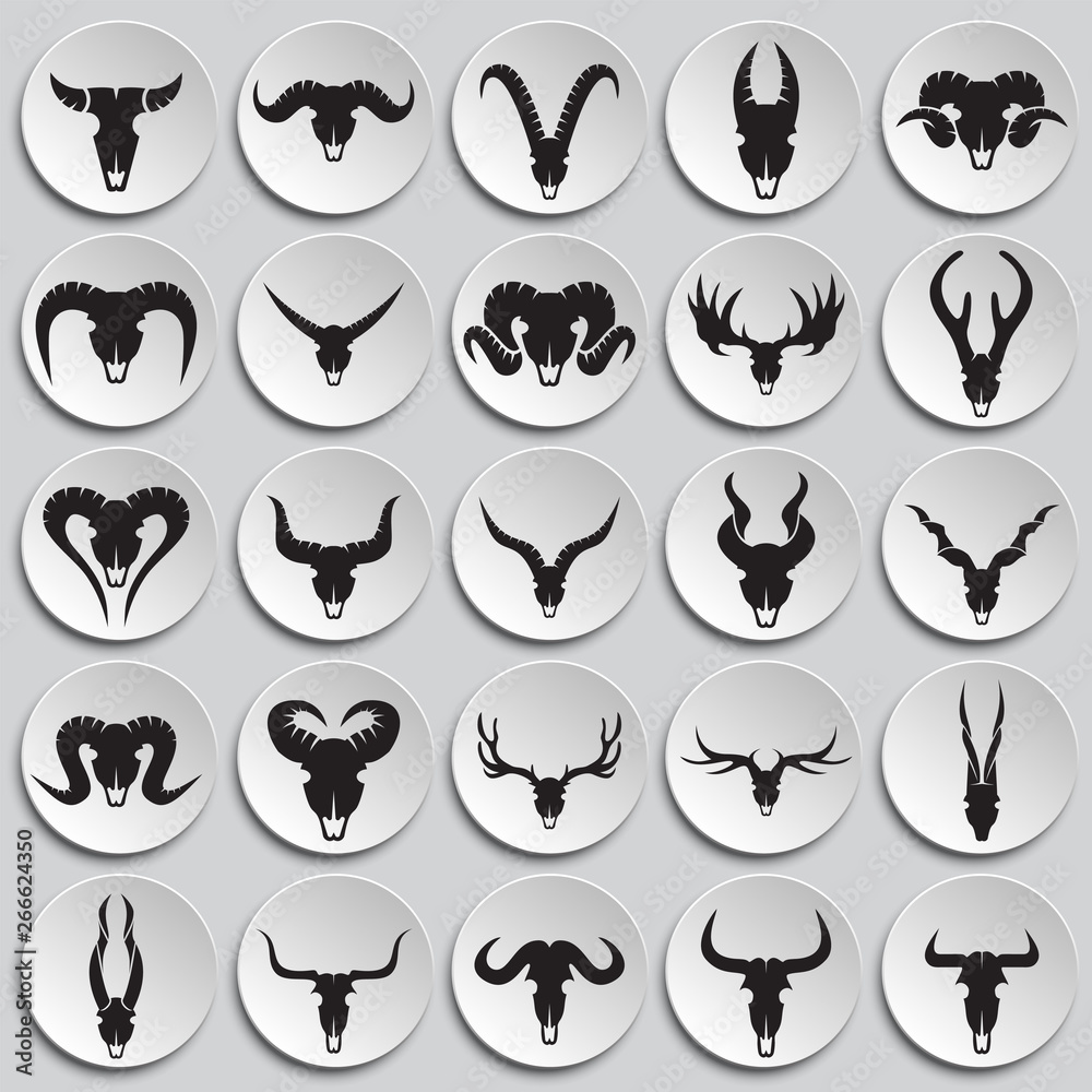 Animal skull icons set on plates background for graphic and web design.  Simple vector sign. Internet concept symbol for website button or mobile  app. Stock Vector | Adobe Stock