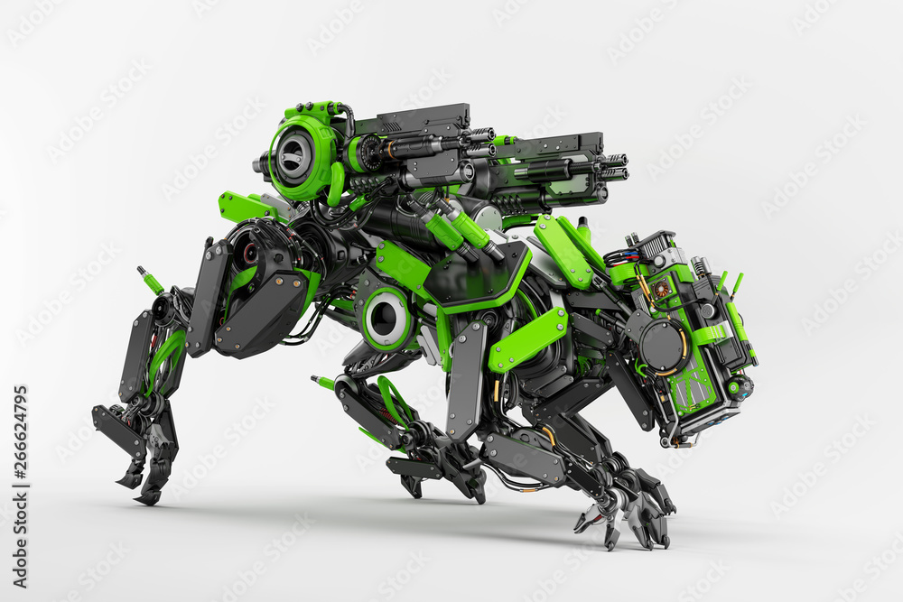 Steel robotic dog-like creature, 3d rendering Steel robotic dog-like creature, 3d rendering
