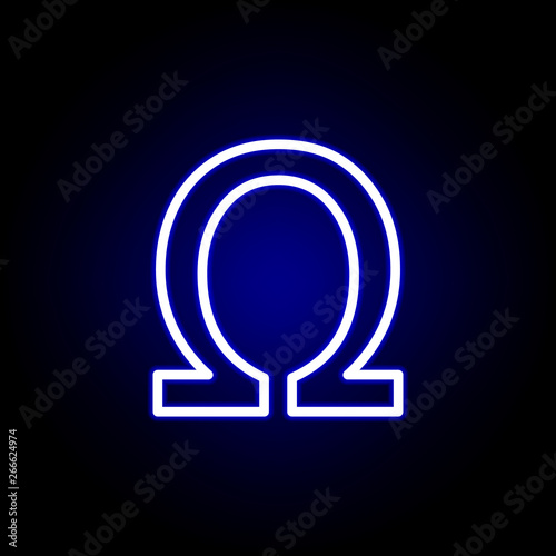 symbol, ohm sign icon in neon style. Can be used for web, logo, mobile app, UI, UX