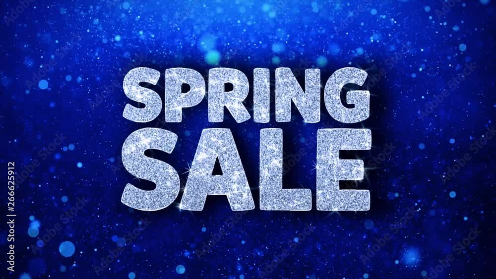 Spring Sale Blue Text Greetings card Abstract Blinking Sparkle Glitter Particle Looped Background. Gift, card, Invitation, Celebration, Events, Message, Holiday Festival Spring Sale Blue Text Greetings card Abstract Blinking Sparkle Glitter Particle Looped Background. Gift, card, Invitation, Celebration, Events, Message, Holiday Festival
