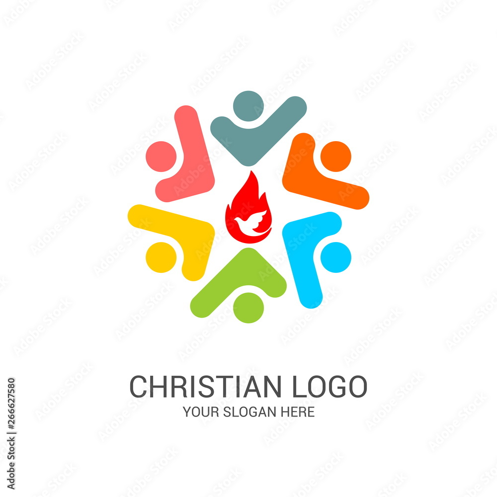 Church logo and biblical symbols. The unity of believers in Jesus Christ, the worship of God, participation in the evening of the Lord and the reading of the Holy Scriptures. Church logo and biblical symbols. The unity of believers in Jesus Christ, the worship of God, participation in the evening of the Lord and the reading of the Holy Scriptures.