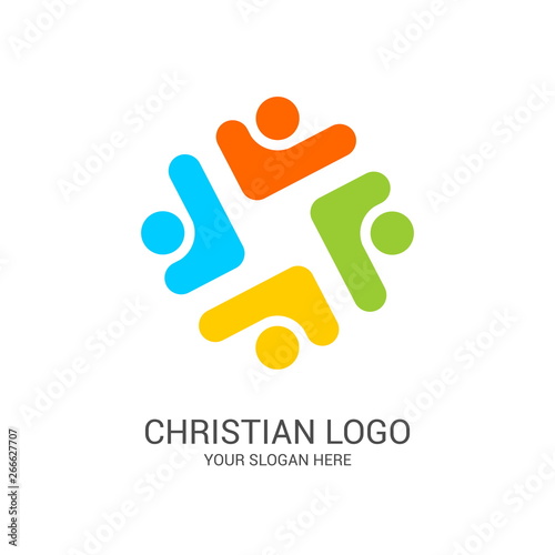 Church logo and biblical symbols. The unity of believers in Jesus Christ, the worship of God, participation in the evening of the Lord and the reading of the Holy Scriptures.