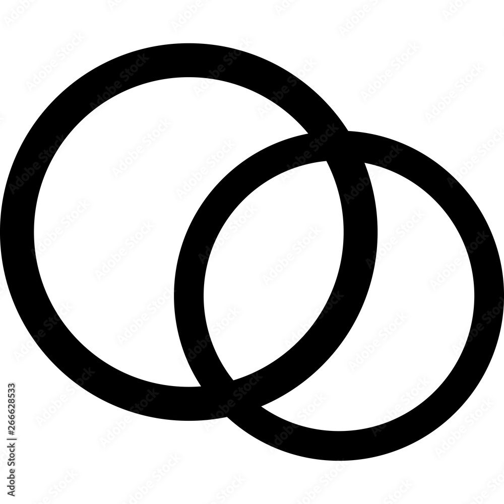black wedding rings icon on white background